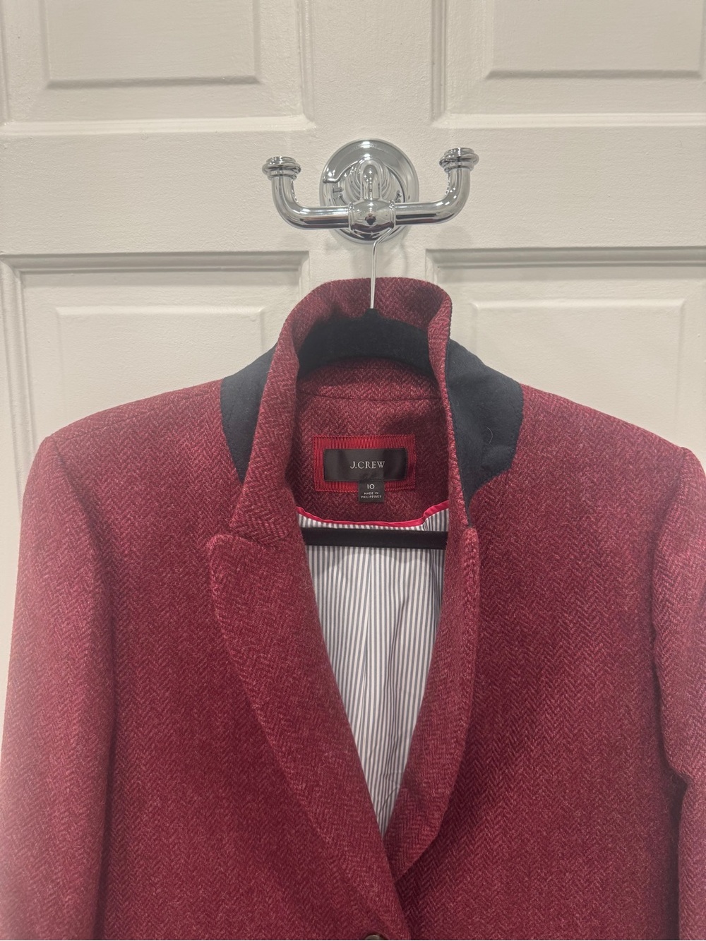 J. Crew Women's burgundy Herringbone Blazer - Picture 8 of 9